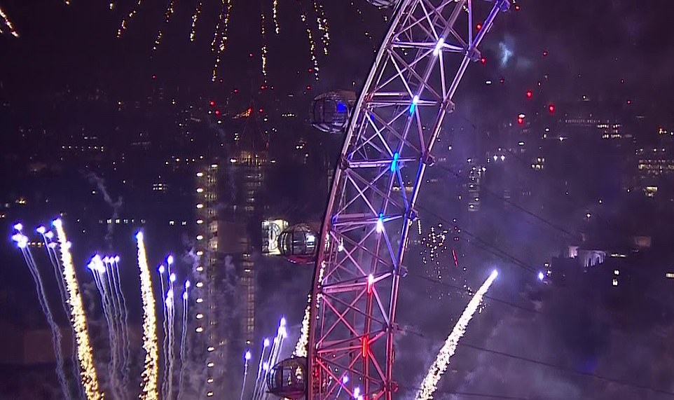 The London pyrotechnics show featured more than 12,000 fireworks, with the display set to a soundtrack 'inspired by London and Europe'