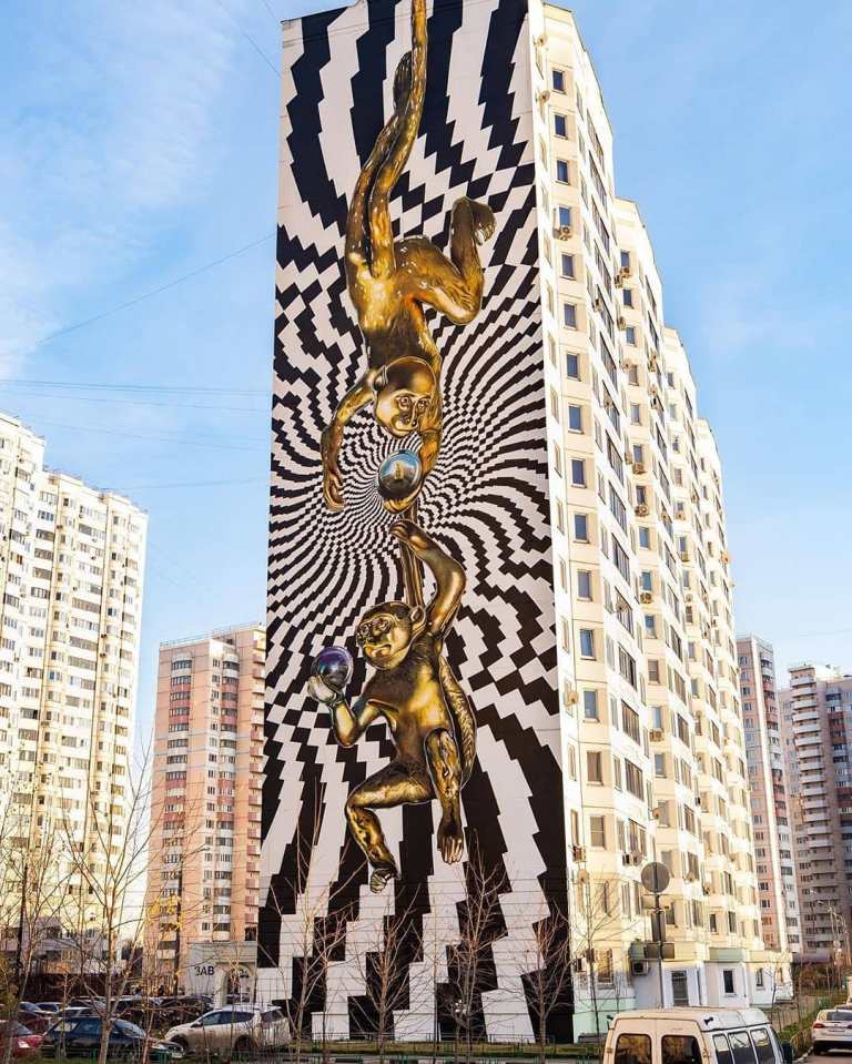 urban art mural by Dmitry Levochkin in Odintsovo, Russia