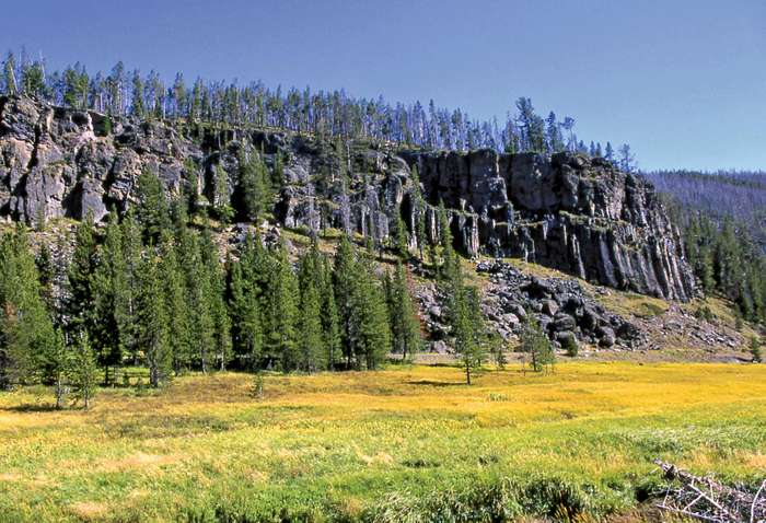 Portion of Obsidian Cliff, northwestern Yellowstone National Park, northwestern Wyoming, U.S.